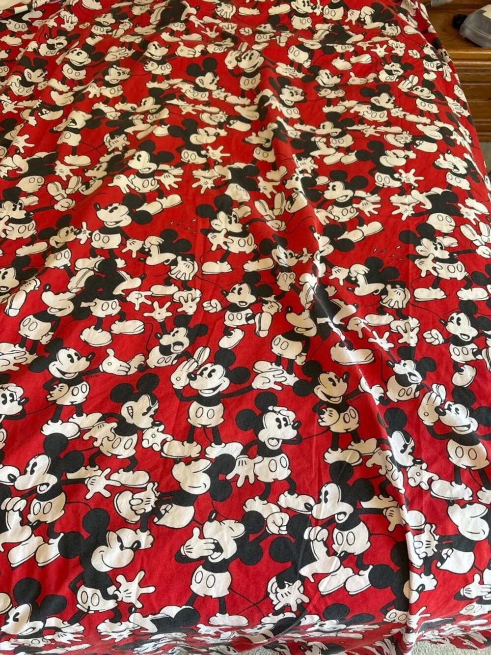 Disney Mickey Mouse Twin Flat Sheet Red Black White Vintage Cutter